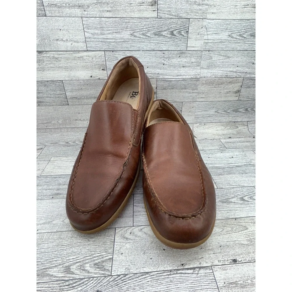 Born Men Sz 10.5 M Brown Leather‎ Slip On Loafers Moc Toe Shoes H44116 VCJD18